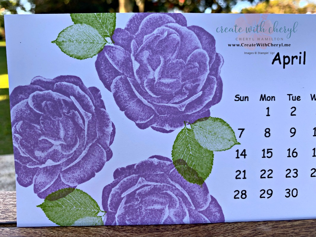 April 2019 Calendar #createwithcheryl #simplestamping #healinghugs #diy