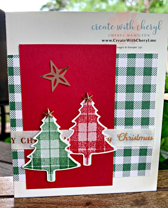 #createwithcheryl #handmadechristmascards #perfectlyplaid #pinetreepunch