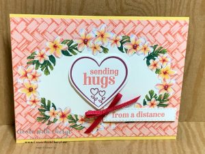 Sending hugs from a distance pink tropical card with heart