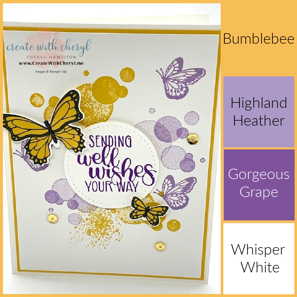 Butterfly purple and yellow handmade card