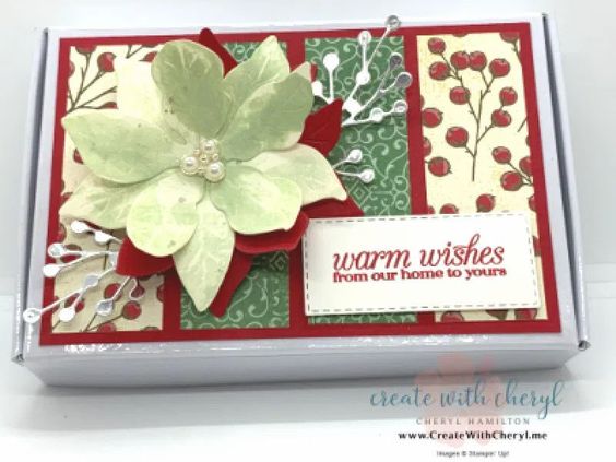 Poinsettia Petals Mini Paper Pumpkin Box #cherylhamilton